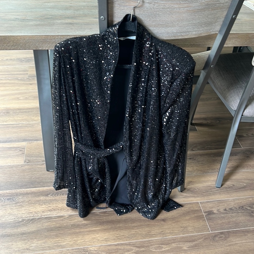 XL Womens Sequence Black Blazer Dress
